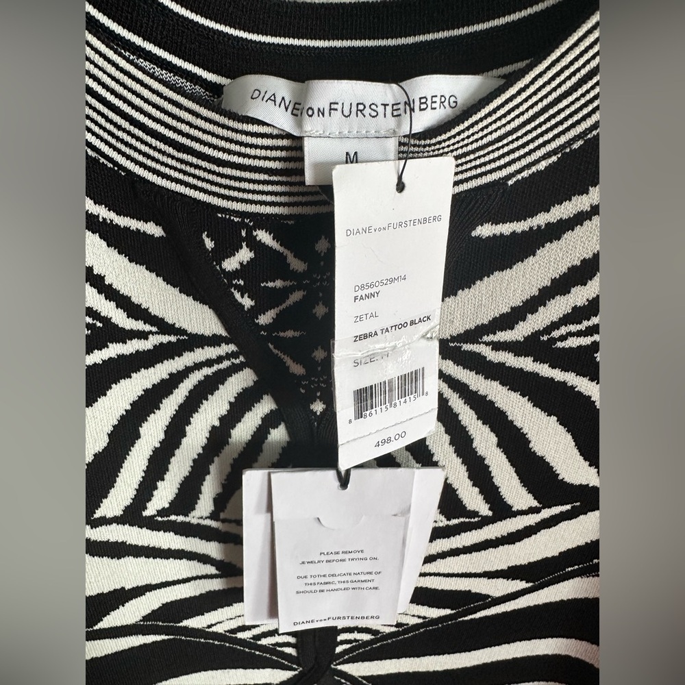 NWT DIANE VON FURSTENBERG DVF Fanny Thick Bandage Knit Zebra Tattoo Dress Med - Picture 2 of 7
